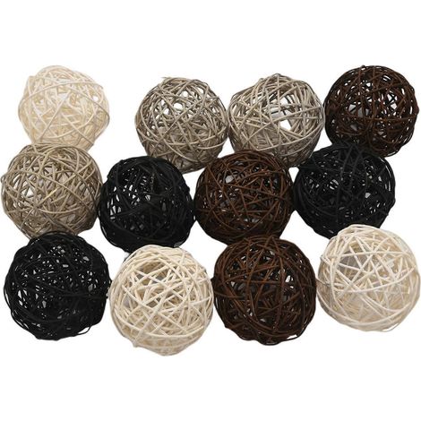 Lot de 12 grosses boules décoratives en rotin pour bols et vases (1/5)
