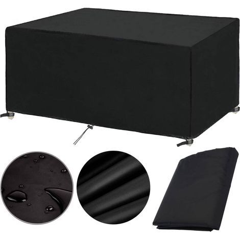 L&H-Cfcahl – Housse de jardin 200x100x75cm – Tissu Oxford 420D noir – Imperméable, anti-UV, coupe-vent – Protection pour mobilier extérieur