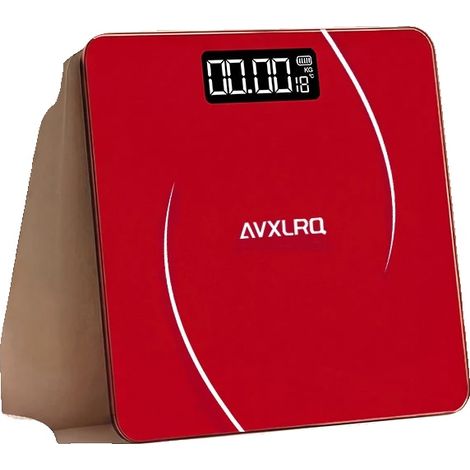 Bilancia da bagno, display digitale, piattaforma extra-large, rossa (1/2)