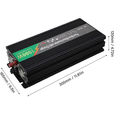 Onduleur Convertisseur Pur Sinus 1000W Chargeur UPS avec Écran LCD pour Voiture Bateau Camion Camping, Prise UE 220V 12V vers 220V-240V (1/5)