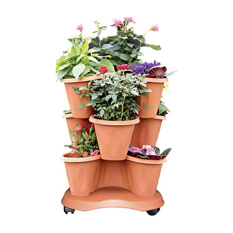 VASO TRIFOGLIO + SOTTOVASO + RUOTE BAMA - PP TERRACOTTA D.CM 40 H.CM 51 CF=PZ 3- 1 confezioni