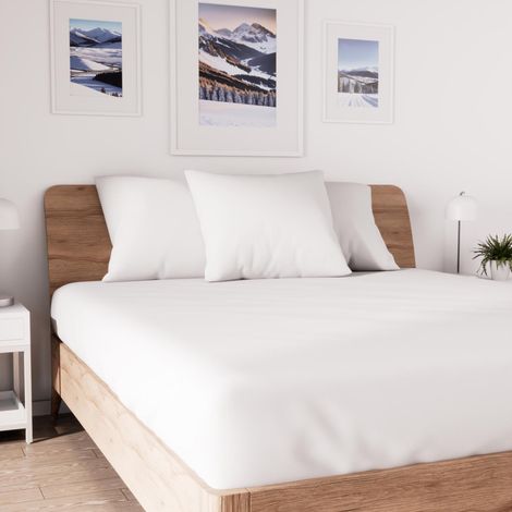 Soleil D Ocre – Drap housse jersey extensible 160x200 cm – Bonnet 25 cm extensible jusqu'à 32 cm – 100% coton – Blanc facile d'entretien