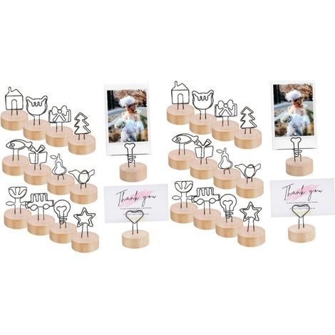 26 tarjeteros de madera con clips, soporte para fotos vintage, portatarjetas de mesa para bodas, fiestas y notas. (1/5)