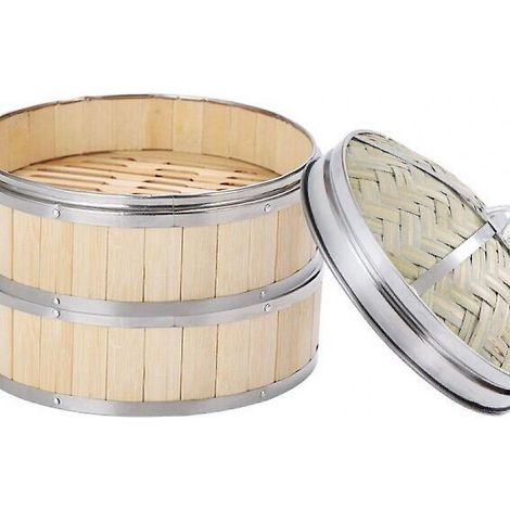Cuiseur Vapeur En Bambou - 3 Niveaux - Compatible Avec Wok Et Casserole - Pour Cuisson Douce Des Aliments - 1 Pièce (1/5)