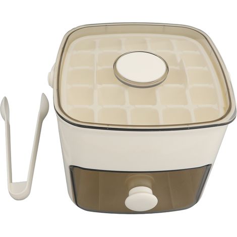 Ice Cube Tray ABS PP 48 Grids 2 Tray Easy Release Ice Cube Box with Lid Storage Bin for Freezer Milk White