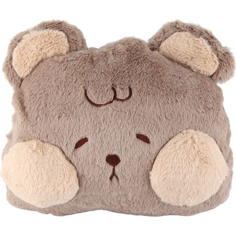 Peluche Voyage Couverture Oreiller Doudou avec Pochette Chauffante pour Maison Bureau - Ours Mignon (1/5)