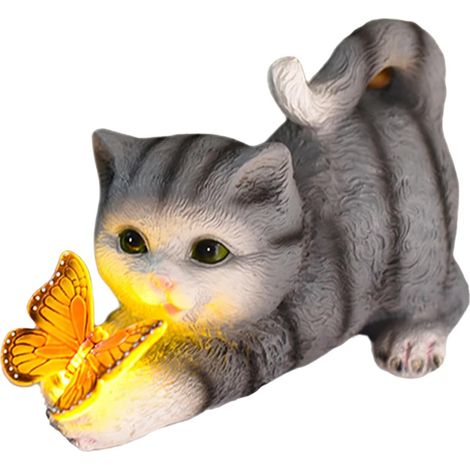 für Katzen Dekofigur von Rasen Ornament Wetterfestes LED