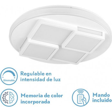 Plafon 96w lavi 3000-4000-6500k 7488lm blanco  8,5x49x49cm remoto+reg.inten.+ memoria
