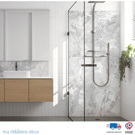Panneau de douche : Marbre de Moncalvo - Couleur Gris clair - Alu composite - 90 - 245 (1/3)