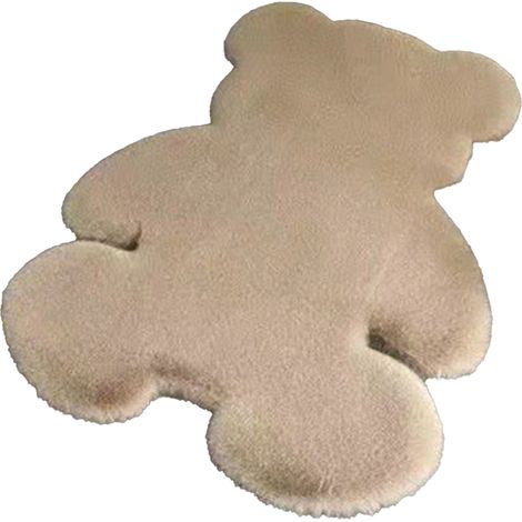 Tapis de chambre mignon en forme d'ours, doux et duveteux, pour chambre d'enfant ou d'adolescente, salon, kaki, 45 x 60 cm