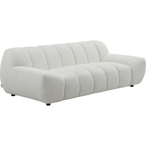 Canapé 2 places en tissu bouclette blanc SORIELI