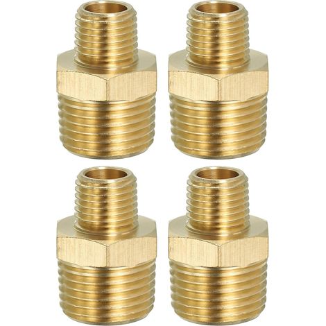Raccord de Tuyau Hexagonal En Laiton Massif, Adaptateur Filetage, Lot 5, 1/4" Npt X 1/8" Npt, Connecteurs Ligne D'Eau Mâles - 1/2" NPT x (1/5)