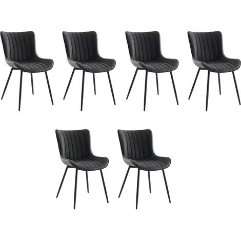 Lot de 6 Chaise salle a manger,Chaise de cuisine,Chaise de Salon en Velours ,NOIR/GRIS (1/5)