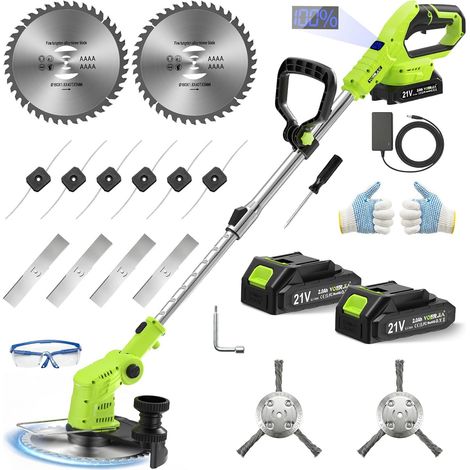 Débroussailleuse Électrique sans Fil 850W avec Écran LCD, Coupe Bordure sans Fil avec 2 Batteries 21V et Roue, Rotofil Puissant 4-en-1 pour Jardin, Désherbage et Allée (1/5)