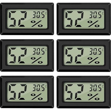 Mini Digital LCD Thermomètre Hygromètre Température Humidité -5070℃ 10%99% RH Thermomètre Portable Thermo Hygromètre Indicateur pour Bureau Cuisine Humidors Incubateurs Reptiles -(6 PCS ) (1/5)