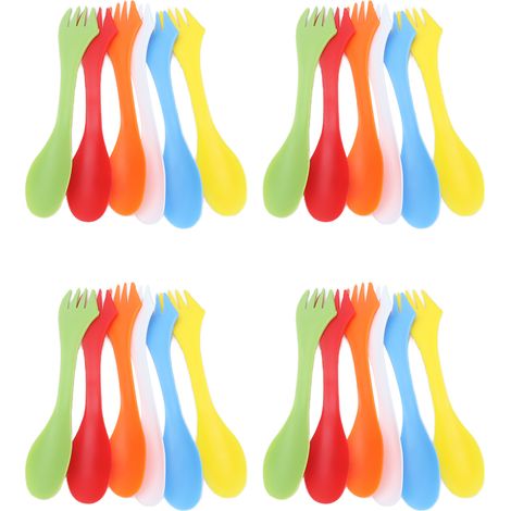 24 pièces couverts 3 en 1 portable - cuillère, fourchette, couteau en plastique pour camping et pique-nique (1/5)