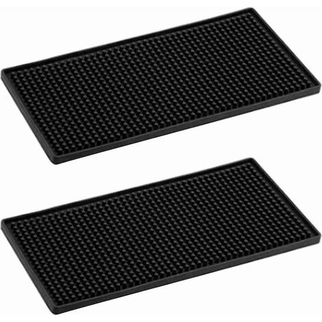 Lot de 2 tapis de table isolants et égouttoirs en PVC noir épais, résistant à la chaleur et au froid, pour la cuisine et la maison. (1/5)