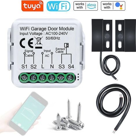 Tuya WLAN-Garagentoröffner-Controller, Fernsteuerung per App, kompatibel mit Alexa und Google. (1/5)