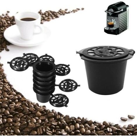 Capsules Nespresso - Rechargeables - 6 pièces - Cuillère incluse - Brossette de nettoyage (1/3)