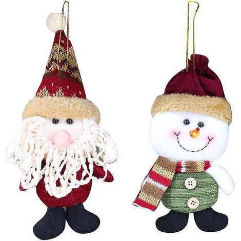 Lot de 2 décorations de Noël à suspendre : sapin, porte, pendentif, bonhomme de neige, Père Noël-M