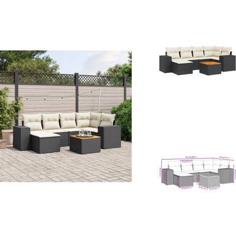 Salon de jardin 7 pcs avec coussins noir résine tressée - Ensemble Salon De Jardin - Meuble Extérieur - Jardin Design - Mobilier De Jardin - Set Salon De Jardin (1/3)