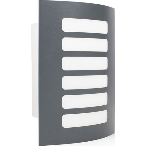 Dezente LED Außenwandleuchte mit grauem Edelstahlcover, IP44, 20 x 15 cm (1/5)