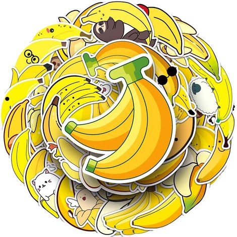 Autocollant Banane - Vinyle Étanche PVC - Pour Ordinateur Portable Téléphone Skateboard Valise Vélo - 50 Pièces (1/5)