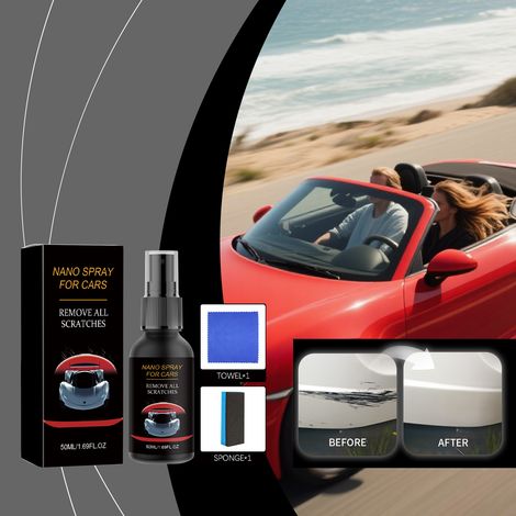 Autolack-Pflegespray für die tägliche Reinigung und Pflege im Haushalt, zur Auffrischung und zum Aufhellen des Autolacks, praktisches Pflegespray – 50 ml x 1 + Schwamm x 1 + Handtuch x 1 -- DE (1/5)