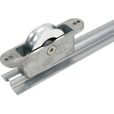Galet en Inox gorge U sur chape Zamak semi-encastrée anti-pincement - Brut, Matière : Acier (1/4)