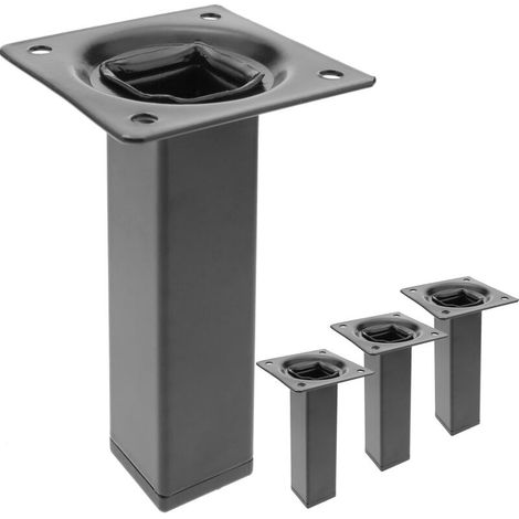 Pieds de table carré pour meubles et bureau en acier noir 10cm 4-pack (1/5)