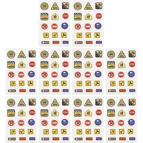 10 feuilles d'autocollants décoratifs pour voiture, panneaux de signalisation routière, autocollants muraux, panneaux de rue, autocollants pour panneau stop, autocollants pour scrapbooking-12x8cm