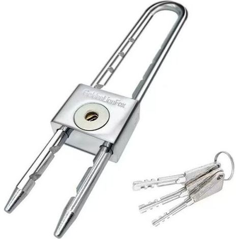 Padlock to anse long 200mm – Steel lamine chrome corrosion-resistant – 4 keys only – Securise doors, cabinets, hangars (1/5)