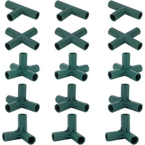 Lot de 15 Connecteurs De Cadre De Serre, Connecteurs d'angle pour Cadre De Jardin Tige d'hélice de 16 mm 5 Types de Support Stable Robuste pour Serre (1/4)