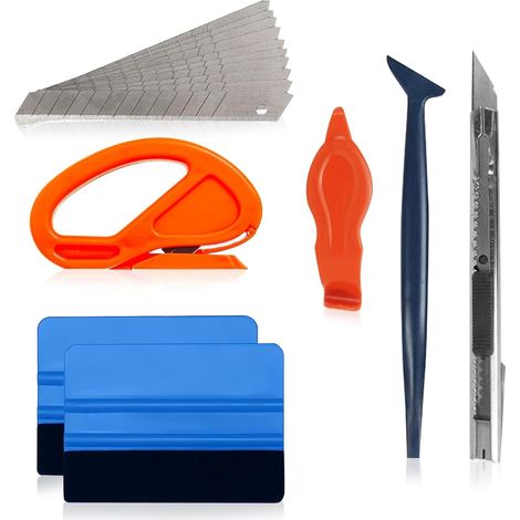Kit Covering, Outils de Film pour Papier Peint, Kit de Raclettes Accessoires Voiture avec Raclette en Feutre, Couteau Utilitaire, Cutter Covering, Outils de Film de Fenêtre Voiture (1/5)