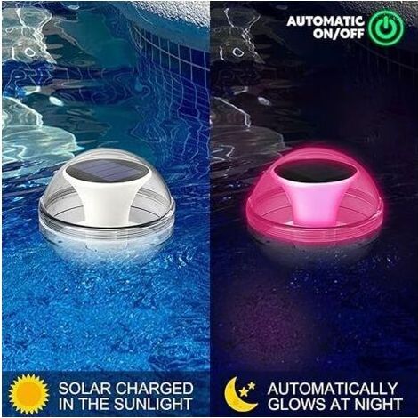 1 pcs , Lumières de Piscine,Lumières Flottantes pour Piscine,IP65 Étanche Lumières Piscine Flottante,Solaire Énergie Lampe Étang avec Couleur Changement étanche Balle Lumière pour Piscine,Spa,Aquarium (1/5)