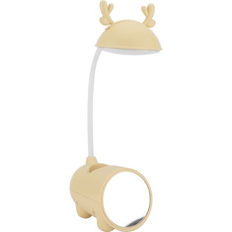 Lampe LED jaune avec support pliable pour téléphone portable, protection des yeux et motif cerf mignon, idéale pour la chambre d'étudiant. (1/5)