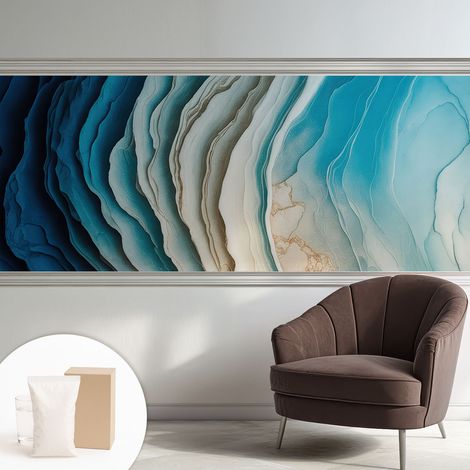 Papier peint intissé mural classique avec imprimé motifs décoratifs design élégant non‑tissé Vagues d'harmonie 250x104 cm (1/5)
