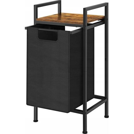 Cesta de ropa con estante, estilo industrial loft, de madera, 72x50x33 (W010)