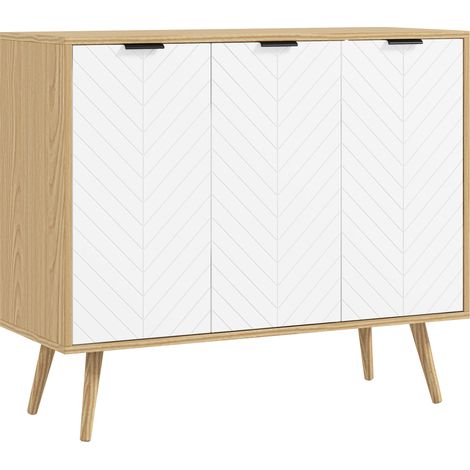 Buffet scandinave 3 portes ALBINE bois et blanc (1/5)