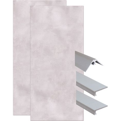 ONDEE ZEN - Pack complet de montage panneaux muraux Béton 120 cm - Profilé chromé inclus (1/4)