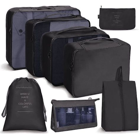 Ensemble de 8 organisateurs pour valises, sacs de rangement, cubes de rangement, sacs de voyage, cadeaux roses (1/5)