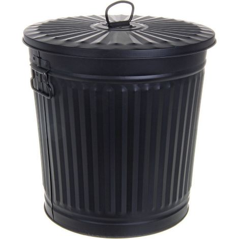 Bidone "London met nero opaco" in zinco galvanizzato -7L