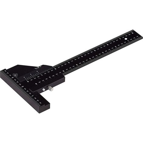 Règle multifonctionnelle pour le travail du bois, règle en T en alliage d'aluminium, pied à coulisse, règle de marquage en alliage d'aluminium de 280 mm (1/4)