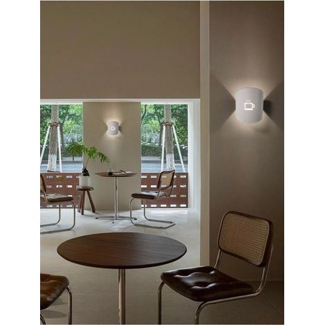 Applique Con Disegno Tazza Del Caffè Lampada Da Parete Attacco G9 Bianco (1/4)