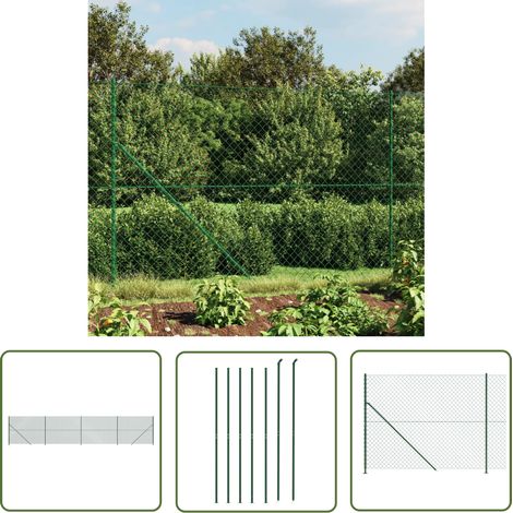 The Living Store Clôture à mailles losangées avec bride vert 1,4x10 m - Clôture - Clôture Grillagée - Clôture Cyclique - Clôture Métalliques - Clôture Jardin (1/5)