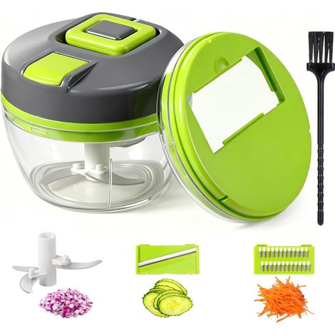 Mini Hachoir Manuel 520 ml, Coupe-Oignon 3-en-1 avec Corde, Vert (1/5)
