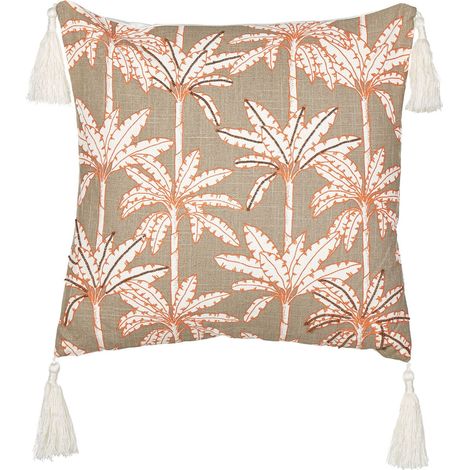 Coussin Décoratif en Coton Multicolore à Motif de Palmiers 45 x 45 cm Rembourré Melobesia (1/5)