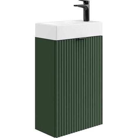 Mobile lavabo scanalato anta reversibile verde - H60 x L40 x P22 - VAHIRA (1/5)
