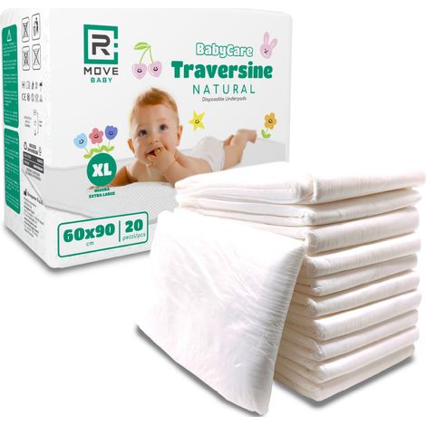 R Move Sábanas Absorbentes para Bebé 60x90 Cm - Paquete de 20 Unidades (1/3)