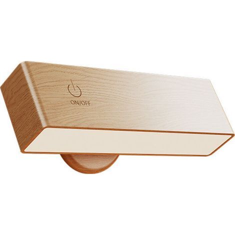 Applique murale d'intérieur en bois, lampe murale sans fil rechargeable par USB, lampe à luminosité réglable pour chambre, lampe de chevet, 15 x 3 x 4,3 cm (1/4)